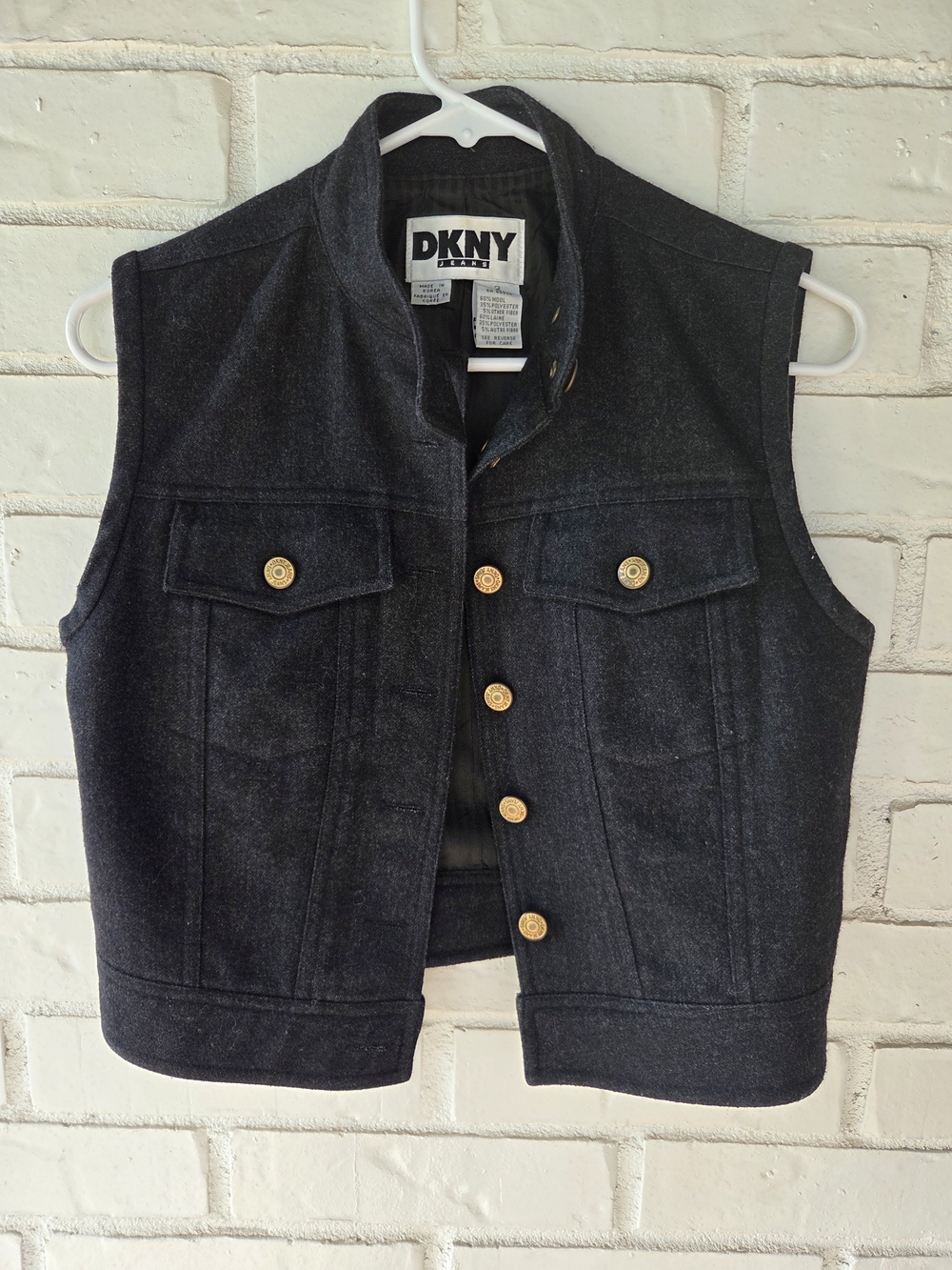 Vintage DKNY Jeans Black Denim Vest - Size 2 / XS - Y2K Grunge